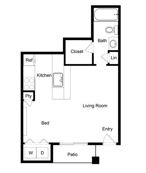 Palencia Apartments in Dallas, Texas Studio Floor Plan